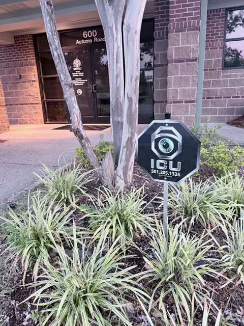 ICU Protection security signage installed outside a commercial property